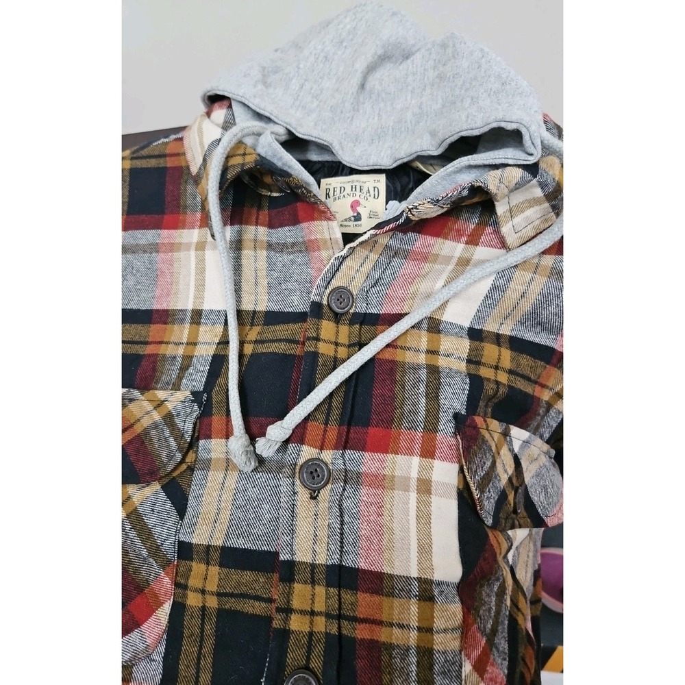 Red Head Brand Co. Mens XL Quilted Outdoors Camping Fall Flannel Jacket Hooded